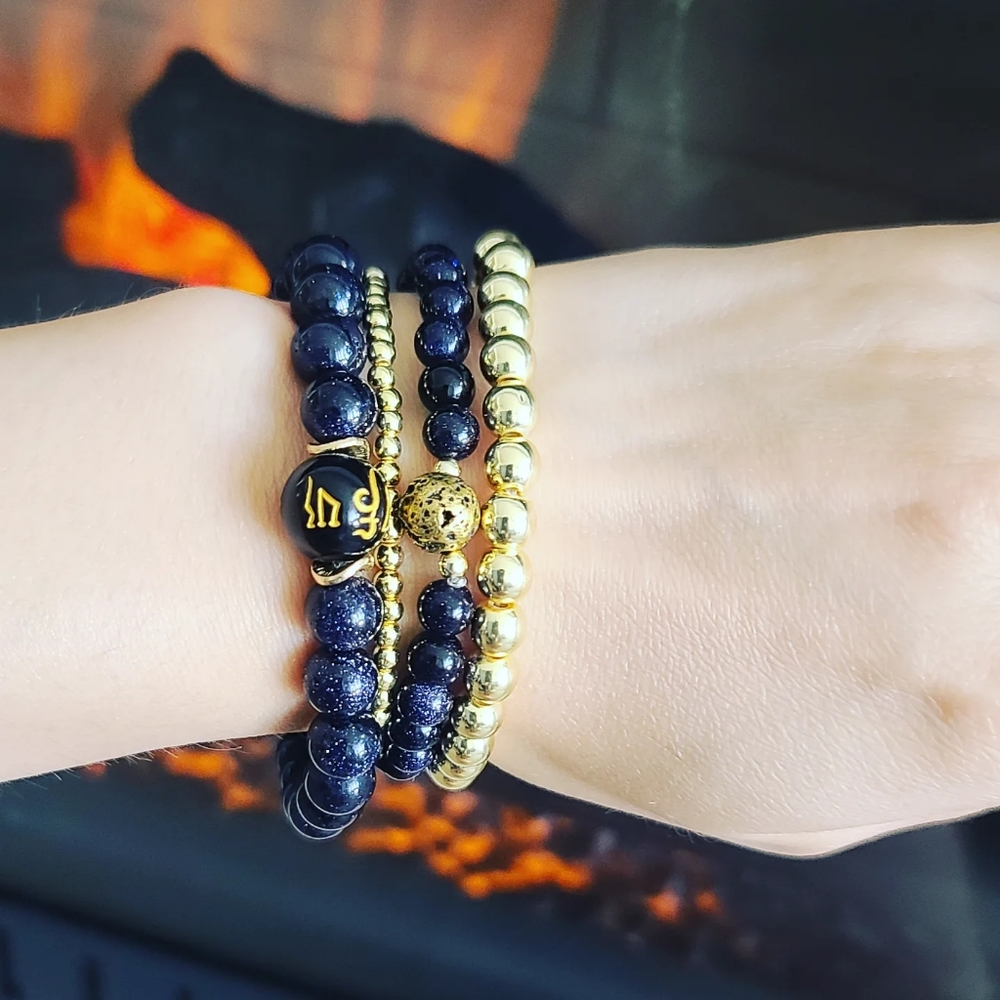 Blue Goldstone set of 4 bracelet